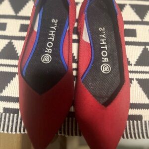 Rothy's Red Flats with Blue Accents